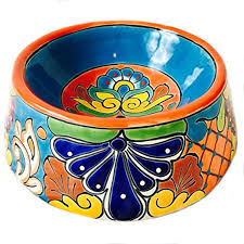 Mexican Talavera Ceramic Dog Bowl Large Round Orange Rim Blue Decorative Center To Check This Awesome Product By Ceramic Dog Bowl Mexican Talavera Talavera