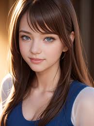 Un primer plano de una mujer con cabello largo y ojos azules