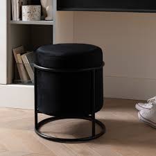 Black Velvet Footstool Round Shaped Footstools 75 cm type of filling:
