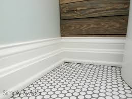 Gorgeous Terrific White Polkadot Wall Capping Tiles With Tile Baseboard Ideas Penny Tiles Bathroom Penny Tile Floors Penny Tile