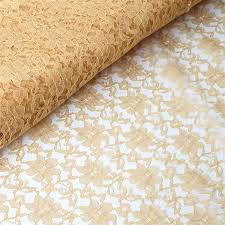 Lace refers to an open fabric that is created by looping, twisting or knitting threads in a specific pattern. 54 X15 Yards Gold Lace Fabric Bolt Walmart Com Walmart Com