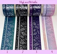 Fox And Cactus Witchy Vibes Celestial Washi Tape Samples Etsy Halloween Washi Tape Washi Tape Washi