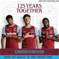 Support the hammers with the latest west ham united home, away and 3rd football shirts, all available to personalise with the name and number of your favourite player or even your own. West Ham 20 21 Home Kit Revealed 125th Anniversary Footy Headlines