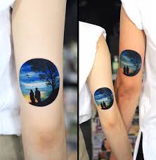 Couple tattoos are permanent and eternal, symbolizing passion, commitment, loyalty, and faith. Couples Romantic Nature Circular Tattoo