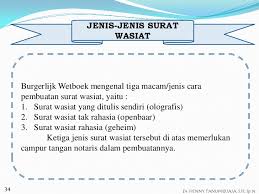Contoh surat wasiat harta warisan lewat notaris ~ sering kali harta warisan menjadi konflik lingkungan keluarga tanpa adanya surat wasiat sebagai bukti amanat dari seseorang yang telah meninggal dunia. Contoh Surat Wasiat Yang Dibuat Sendiri Dokterandalan