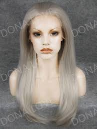 Silber Hüftlänge Gerade Synthetische Lace Front Perücke-SNY017