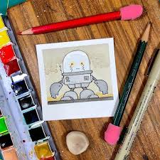 Post 839 Theme The Year 4000 Bumble Bot M K Iv Stood Waiting For His Ride Home It Was The 3rd Time This Cycle Doodles Daily Drawing Children Illustration