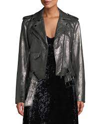 Michael Michael Kors Metallic Leather Moto Jacket Moto Jacket Leather Moto Jacket Leather Moto