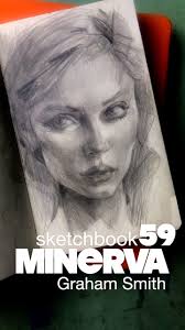 Portrait of the beautiful goddess, Minerva, drawn in pencil by illustrator  Graham Smith, in dot grid sketchbook 59. , Thanks for watching:)
