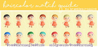 Your hair style and color in animal crossing: Bramble S Crossing A Custom Palette Color Guide To Matching All 16