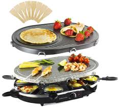 Indoor Rustic Stone Raclette Grill With Thermostatic Heat Control Crepe Fajita Raclette Grill Crepe Maker Grill Set