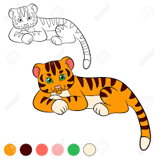 Discover thanksgiving coloring pages that include fun images of turkeys, pilgrims, and food that your kids will love to color. Coloring Page Color Me Tiger Little Cute Baby Tiger Lays And Smiles Royalty Free Cliparts Vectors And Stock Illustration Image 58868943