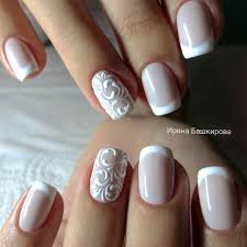 100 New French Manicure Designs To Modernize The Classic Mani Bridal Nails Designs Wedding Day Nails Bridal Nails