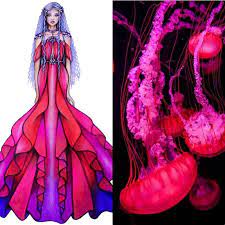 Jellyfish Mermaid Inspired Fashion Illustration Dress By Ursulaillustration Fashion Illustration Dresses Mermaid Fashion Fashion Drawing Dresses