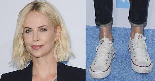 Charlize Theron's Blonde Bob in Tousled Waves and All-Star Sneakers