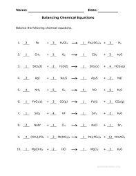 Answer Key For The Balance Chemical Equations Worksheet Chemical Equation Balancing Equations Equations