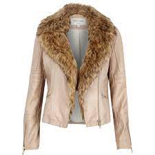 River Island Black Faux Fur Waterfall Jacket Best Waterfall 2017 Cream Faux Fur Jacket Faux Fur Biker Jacket Fake Leather Jacket
