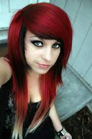 Hey Mady If You See This Can I Do It Except Not The White But With The Black Oolalala Hair Styles Scene Hair Black Red Hair