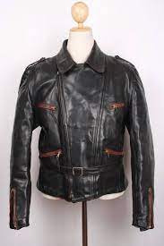 Vtg 1940s Horsehide Leather Motorcycle Jacket German Luftwaffe Hartmann