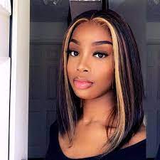 Once you get home with your new front chunks, gonzalez recommends washing your hair with a purple shampoo and olaplex hair perfector no. Lace Front Human Hair Wigs Blonde Highlights For Natural Black Color 27 Brazilian Remy Hair 13 4 Straight Short Bob Lace Wigs Human Hair Lace Wigs Aliexpress