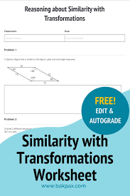 Free Similarity With Transformations Geometry Worksheet Geometry Worksheets Transformation Geometry Worksheets