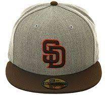 New Era 2tone San Diego Padres Fitted Hat Heather Gray Brown Orange Fitted Hats New Era San Diego Padres