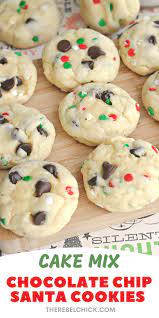 Try This Easy Cake Mix Chocolate Chip Santa Cookies Recipe Santa Cookie Recipe Easy Cookie Recipes Holiday Cookie Recipes