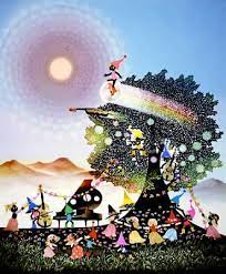 藤城清治 こびとたちのパーティー サンドアート シャドーアート 影絵 イラスト