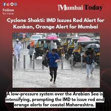 ⚠️ Cyclone Shakti is brewing in the Arabian Sea, with the IMD forecasting  potential intensification into a depression. Red alerts have been issued  for Konkan and Goa, indicating very heavy to extremely