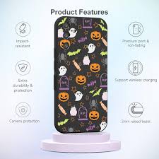 FOQENCCI Capa de celular de Halloween compatível com Samsung Galaxy S24 com  morcego abóbora doce aranha fantasma Halloween padrão preto macio TPU +  proteção da moldura da câmera à prova de choque