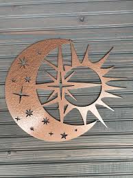 Sun Moon Stars Metal Art Wall Art Home Decor Garden Art Moon Stars Art Sun Moon Stars Metal Fish Wall Art