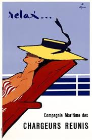 Relax By Gruau 1948 France Beautiful Vintage Poster Reproductions This Vertical French Travel Poster Features A Woman Laying In A Chaise Lounge Chair With A Rene Gruau Vintage Posters Vintage Advertisements