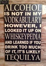 Alcohol Is Not In My Vodkacabulary However I Looked It Up On Etsy Bar Quotes Funny Wood Signs Alcohol Humor