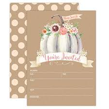 25 pumpkin pink baby shower invitations, sprinkle invite for girl, coed rustic gender reveal theme, cute kraft floral diy fill or write in blank printable card, greenery blush rose party supplies 4.6 out of 5 stars 49 Pumpkin Fall Baby Shower Invitations Pumpkin Baby Shower Import It All