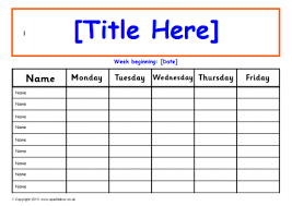 Editable 1 Week Daily Class Record Chart Sb9315 Sparklebox