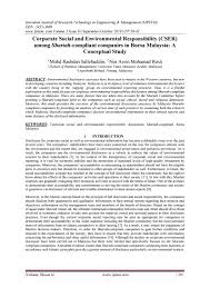 Malaysian listed enterprises generally need to do far more to profile and. Corporate Social And Environmental Responsibility Cser Among Shariah Compliant Companies In Bursa By Journal Ijrtem Issuu