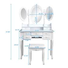 Discover prices, catalogues and new features. Vanity Table With Mirror For Bedroom Vanity Set With Cushioned Stool Dressing Table Vanity Makeup Table 7 With 3 Folding Mirror Glass Vanity With Shelf And Upholstered Stool White Finish S10405 Walmart Com