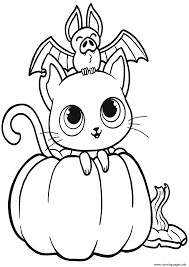 These pumpkin coloring pages are great for halloween, fall, and thanksgiving. Bat Cat And Pumpkin Halloween Coloring Pages Printable