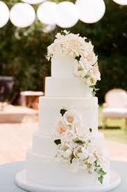 Five Tier Blush And White Flower Wedding Cake Modwedding Spring Wedding Cake Wedding Cake Toppers Floral Wedding Cakes