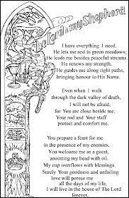 This coloring page offers the ideal reflection during bible study. Sunday School Coloring Pages Psalm 23