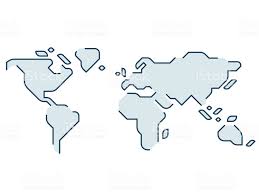 Simple Stylized World Map Continents Silhouette In Minimal Line Icon World Map Art Free Vector Art Stylized