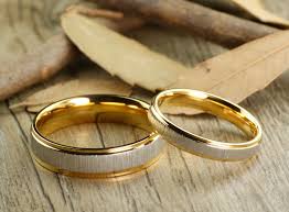 Handmade His And Her 18k Gold Wedding Titanium Rings Set Couples Ring Set Wedding Rings Sets His And Hers Titanium Ring Set