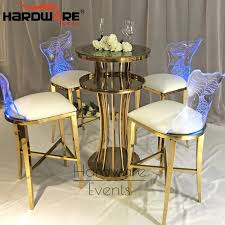 Get 5% in rewards with club o! China Modern Design Gold Stainless Steel Metal High Bar Table Sets For Party China Hotel Dining Chair Hotel Furniture Dinner Chair