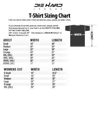 T Shirt Size Chart Nfl Apparel Nfl Shirts Die Hard League