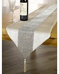 Amazon Com Panache Colored Table Runner With Diamante Strip And Tassels 13inch X 72inch Cream Hom Handmade Table Runner Lace Table Runners Colorful Table