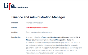 Oversee vendor or government contracts. Life Mary S Private Hospital Finance And Administration Manager Mthatha Salary Magazine