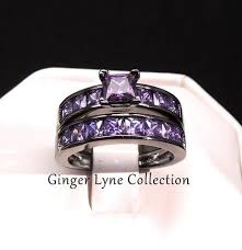 Black And Purple Wedding Ring Set Ginger Gorgeous Purple Wedding Ring Set Black Plated Purple Wedding Rings Purple Wedding Ring Set Wedding Ring Sets
