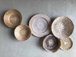 Basket Wall Decor Set Of 6 Basket Wicker Woven Wall Hangings Etsy Baskets On Wall Basket Wall Decor Living Wall Decor