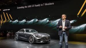 Tobias Moers Chairman Of The Board Of Management Of Mercedes Amg Gmbh Presenting The Mercedes Amg Gt C Edition 50 And The New Amg Gt S Daimler Global Media Site