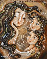 Mom And Two Daughters Woman And 2 Girls Monochromatic Art Mother Art Mother Daughter Art Mom Art